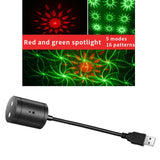 Maxbell Star Projector Night Light USB Night Atmoshere Light Red Green 16 Pattern