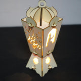 Eid Ramadan LED Lights Wood Lantern Eid Mubarak Table Lamp Desktop Lighting