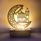 Muslim Islamic EID Light Wooden Mubarak Ramadan Castle Lamp Decors Palace