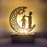 Muslim Islamic EID Light Wooden Mubarak Ramadan Castle Lamp Decors Children