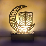 Muslim Islamic EID Light Wooden Mubarak Ramadan Castle Lamp Decors Kaaba