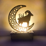 Muslim Islamic EID Light Wooden Mubarak Ramadan Castle Lamp Decors Sheep