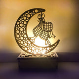 Muslim Islamic EID Light Wooden Mubarak Ramadan Castle Lamp Decors Zongzi