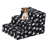 Maxbell Dog Steps Ramp Foam Couch Removable Cover Pet Training 3Step Stair Black