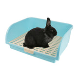 Maxbell Pet Litter Box Corner Toilet Tray Pan Potty Trainer Adult Rabbit Cage Blue