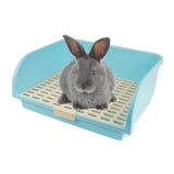 Maxbell Pet Litter Box Corner Toilet Tray Pan Potty Trainer Adult Rabbit Cage Blue