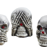 Gothic See Hear Speak No Evil Skulls Figurines Halloween Decor Cranial Bones