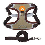 Maxbell Dog Harness Leashs Set Soft Padded Adjustable for Puppy Reflective Brown M