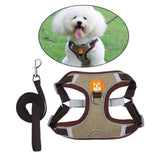 Maxbell Dog Harness Leashs Set Soft Padded Adjustable for Puppy Reflective Brown M