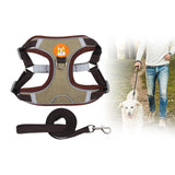 Maxbell Dog Harness Leashs Set Soft Padded Adjustable for Puppy Reflective Brown M