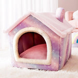 Maxbell Pet Dog Bed Warm Winter Indoor Deep Sleep Cat Pet Supplies Kennel Dog House Pink M