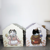 Maxbell Corrugated Cardboard Cat House with Scratching Pad for Training Toy Cats Pink