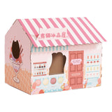Maxbell Corrugated Cardboard Cat House with Scratching Pad for Training Toy Cats Pink