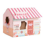 Maxbell Corrugated Cardboard Cat House with Scratching Pad for Training Toy Cats Pink