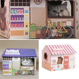 Maxbell Corrugated Cardboard Cat House with Scratching Pad for Training Toy Cats Pink