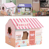 Maxbell Corrugated Cardboard Cat House with Scratching Pad for Training Toy Cats Pink