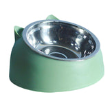 Maxbell Cat Dog Bowl Raised Tilted Elevated Non Slip Pet Container for Dog Cat Green