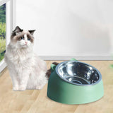 Maxbell Cat Dog Bowl Raised Tilted Elevated Non Slip Pet Container for Dog Cat Green