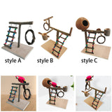 Maxbell Bird Play Stand Toy Parrot Playground Climbing Ladder Exercise Wooden Perch Style A 32x29x26cm