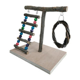 Maxbell Bird Play Stand Toy Parrot Playground Climbing Ladder Exercise Wooden Perch Style A 32x29x26cm
