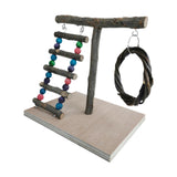 Maxbell Bird Play Stand Toy Parrot Playground Climbing Ladder Exercise Wooden Perch Style A 32x29x26cm