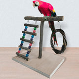 Maxbell Bird Play Stand Toy Parrot Playground Climbing Ladder Exercise Wooden Perch Style A 32x29x26cm