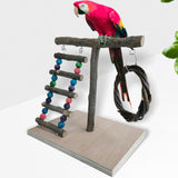 Maxbell Bird Play Stand Toy Parrot Playground Climbing Ladder Exercise Wooden Perch Style A 32x29x26cm