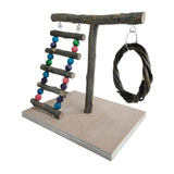 Maxbell Bird Play Stand Toy Parrot Playground Climbing Ladder Exercise Wooden Perch Style A 32x29x26cm