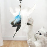 Maxbell Interactive Cat Toys Cat Teaser Catcher Feather Wand Toy White Black 18cm