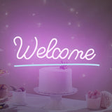 Maxbell LED Letter Light Sign Night Lamp USB Powered Reusable for Birthday Bedroom Pink Welcome
