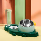 Maxbell Pet Feeder Waterer Food Bowls Feeding for Cats Dogs Small Animals Green