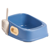 Maxbell Cat Litter Tray with Litter Spoon Cat Cleaning Bath Basin Deep Toilet Blue