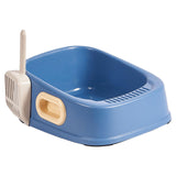 Maxbell Cat Litter Tray with Litter Spoon Cat Cleaning Bath Basin Deep Toilet Blue