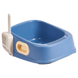 Maxbell Cat Litter Tray with Litter Spoon Cat Cleaning Bath Basin Deep Toilet Blue