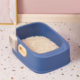 Maxbell Cat Litter Tray with Litter Spoon Cat Cleaning Bath Basin Deep Toilet Blue