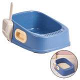 Maxbell Cat Litter Tray with Litter Spoon Cat Cleaning Bath Basin Deep Toilet Blue