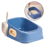 Maxbell Cat Litter Tray with Litter Spoon Cat Cleaning Bath Basin Deep Toilet Blue