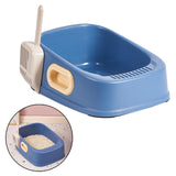 Maxbell Cat Litter Tray with Litter Spoon Cat Cleaning Bath Basin Deep Toilet Blue