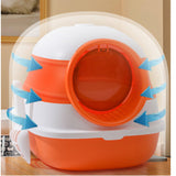 Maxbell Collapsible Cat Litter Box Easy Clean Kitten House Closed Orange with Lamp