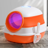 Maxbell Collapsible Cat Litter Box Easy Clean Kitten House Closed Orange with Lamp