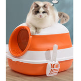 Maxbell Collapsible Cat Litter Box Easy Clean Kitten House Closed Orange with Lamp