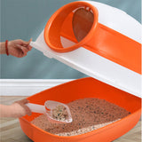 Maxbell Collapsible Cat Litter Box Easy Clean Kitten House Closed Orange with Lamp