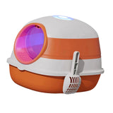 Maxbell Collapsible Cat Litter Box Easy Clean Kitten House Closed Orange with Lamp