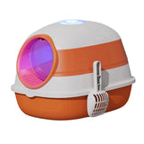 Maxbell Collapsible Cat Litter Box Easy Clean Kitten House Closed Orange with Lamp