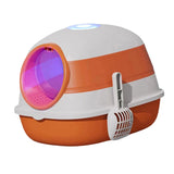 Maxbell Collapsible Cat Litter Box Easy Clean Kitten House Closed Orange with Lamp
