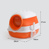 Maxbell Collapsible Cat Litter Box Easy Clean Kitten House Closed Orange with Lamp