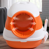 Maxbell Collapsible Cat Litter Box Easy Clean Kitten House Closed Orange with Lamp