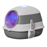 Maxbell Collapsible Cat Litter Box Easy Clean Kitten House Closed Gray with Lamp