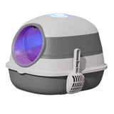 Maxbell Collapsible Cat Litter Box Easy Clean Kitten House Closed Gray with Lamp