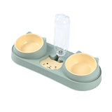 Maxbell Pet Feeder Waterer Pet Feeding Station Raised Stand Dish Bowls Detachable Green
